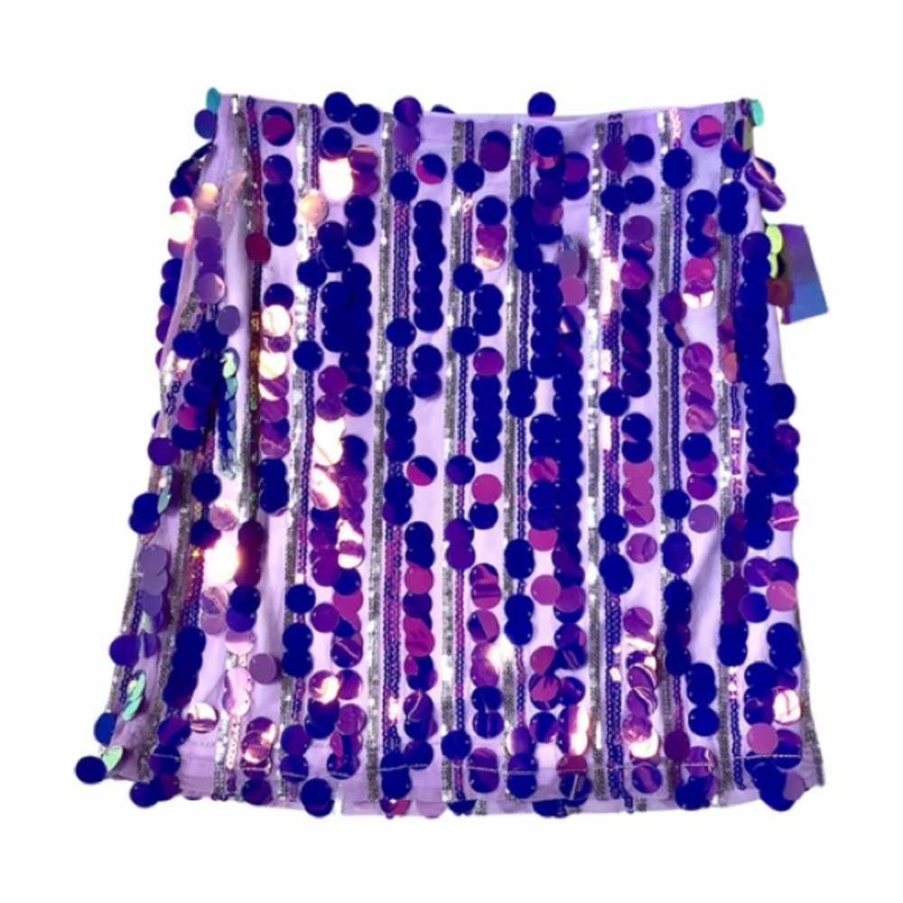 Purple Sequin Mini Skirt